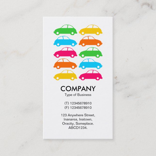 Colorful Cars 02 - Vertical Business Card (Front)