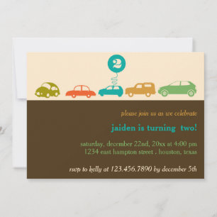 Colorful Cars Birthday Party Invitation