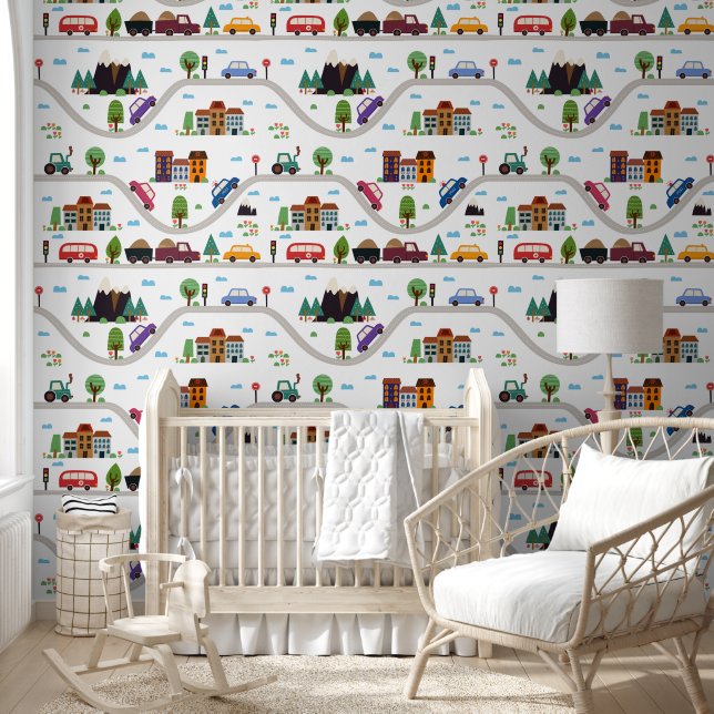 Colorful Cars & Cities Kids' Wallpaper (Kids)