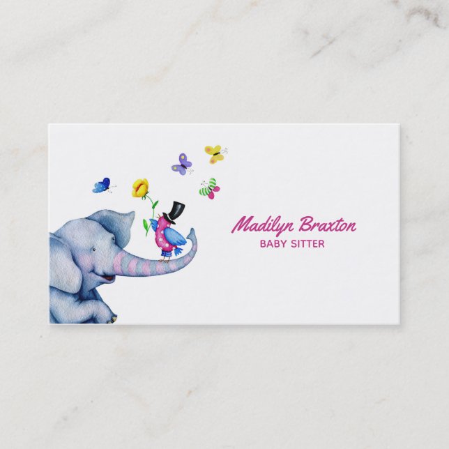 Colorful Cartoon Animals Business Card (Front)