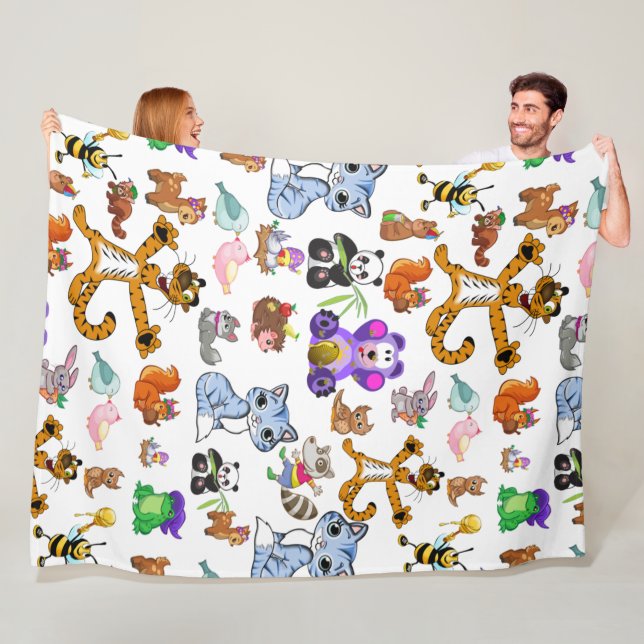 Colorful Cartoon Animals  Fleece Blanket (In Situ)