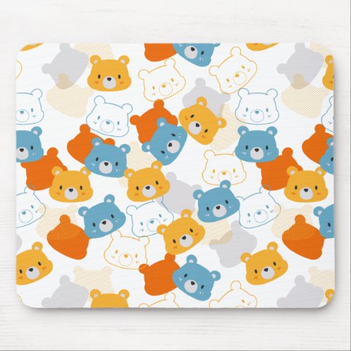 Colorful Cartoon Bear Head Pattern Mouse Pad