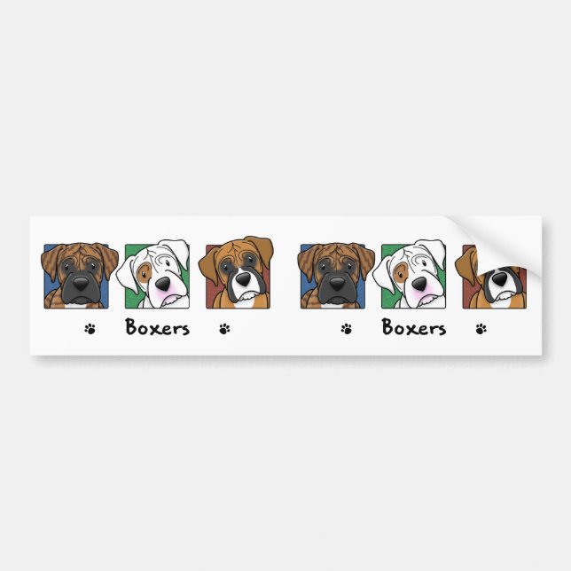 Colorful Cartoon Boxers Bumper Sticker (Front)