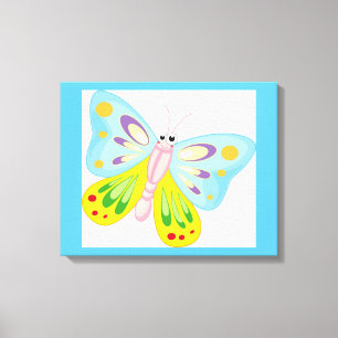 COLORFUL CARTOON BUTTERFLY CANVAS PRINT