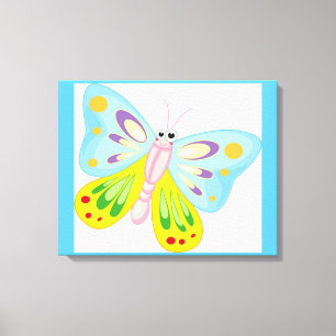 COLORFUL CARTOON BUTTERFLY CANVAS PRINT