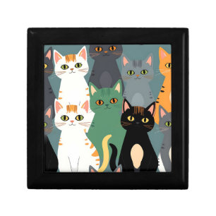 Colorful Cartoon Cat Crowd Pattern Gift Box