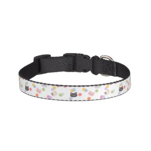 Colorful Cartoon Cat Faces with Whimsical Dots Pet Collar