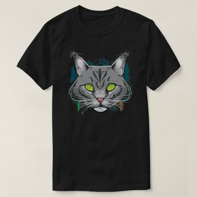 Colorful Cartoon Cat T-Shirt (Design Front)