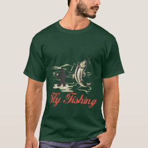 Colorful Cartoon Catching a Fish Fly Fishing T-Shirt