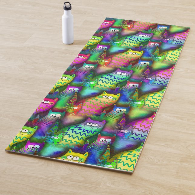 Colorful Cartoon Cats Yoga Mat (In Situ)