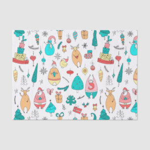 Colorful Cartoon Christmas Animals Pattern Tissue Paper