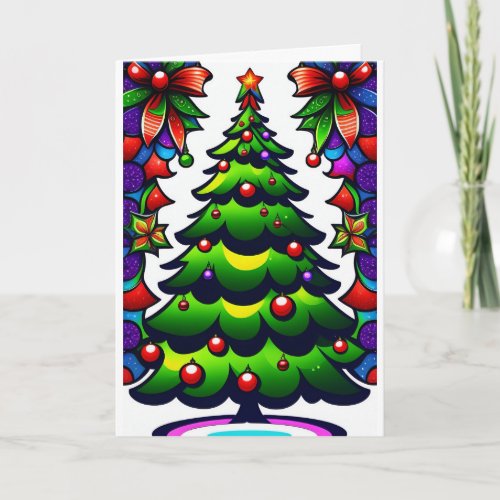 Colorful Cartoon Christmas Tree Card