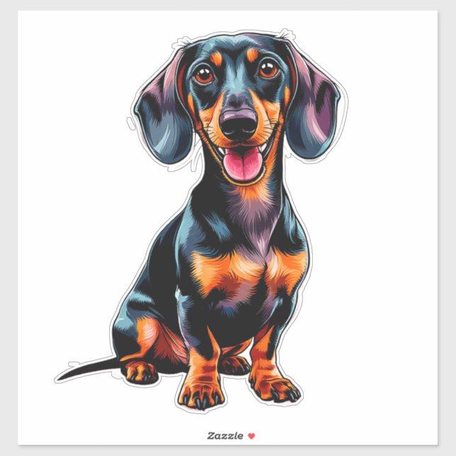 Colorful Cartoon Dachshund Sticker (Sheet)