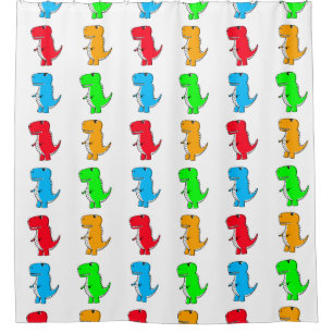 Colorful Cartoon Dinosaur Pattern Shower Curtain