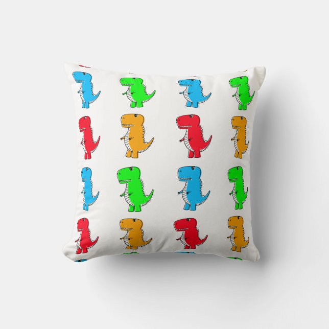 Colorful Cartoon Dinosaur Pattern Throw Pillow (Front)