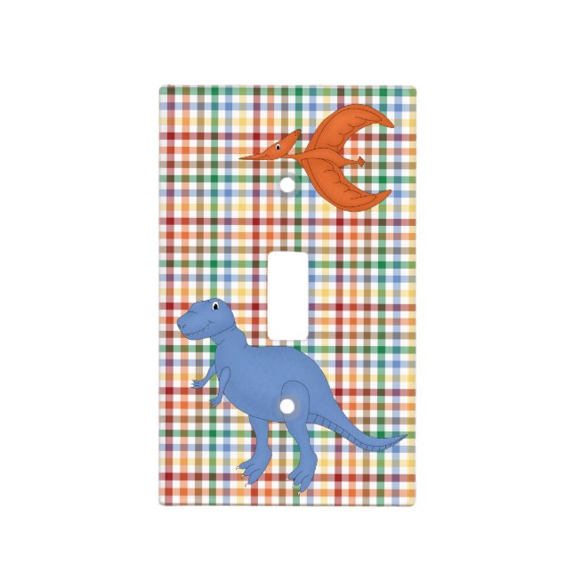 Colorful Cartoon Dinosaur Switch Plate Cover (Front)