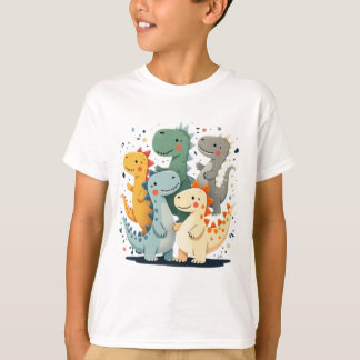 Colorful Cartoon Dinosaurs Kids T-Shirt