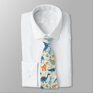 Colorful cartoon dinosaurs pattern neck tie