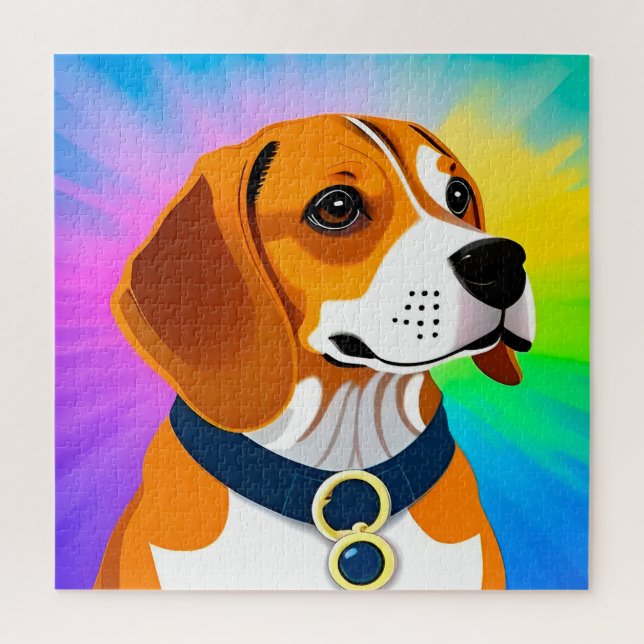 Colorful Cartoon Dog Illustration Jigsaw Puzzle (Vertical)