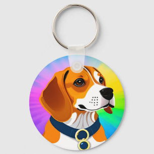 Colorful Cartoon Dog Illustration Keychain