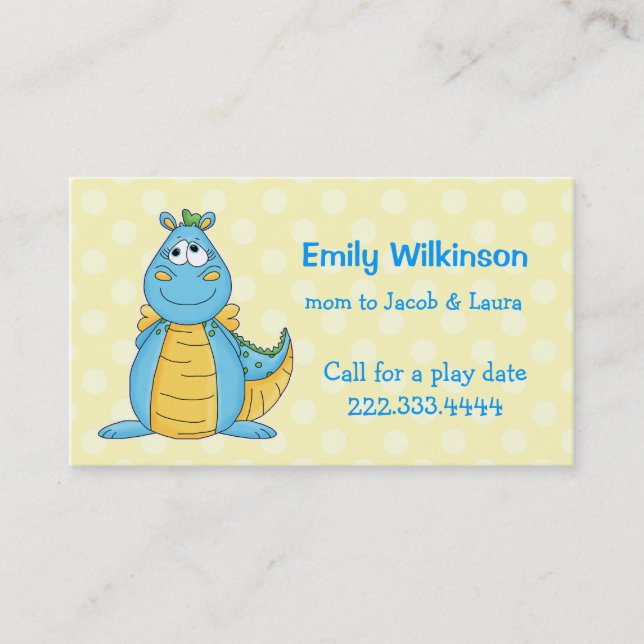 Colorful Cartoon Dragon Mommy Card (Front)