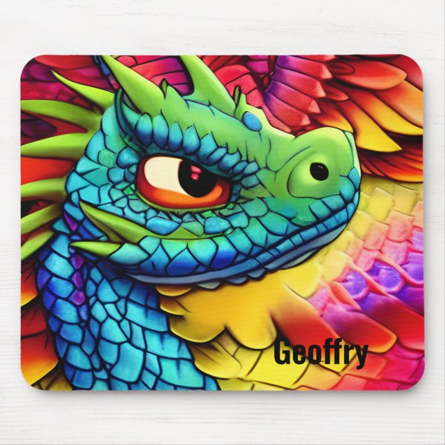 Colorful Cartoon Dragon Mouse Pad (Front)