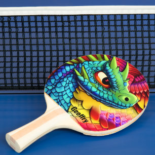 Colorful Cartoon Dragon Ping Pong Paddle