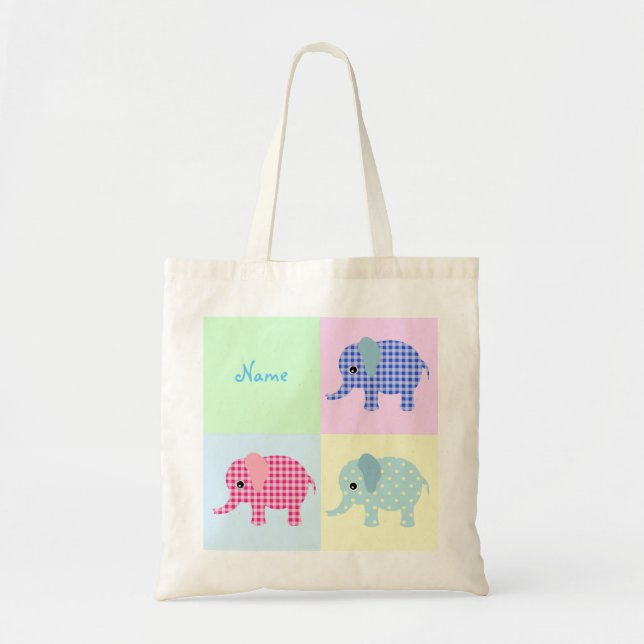 Colorful Cartoon Elephants Jumbo Tote Bag (Front)