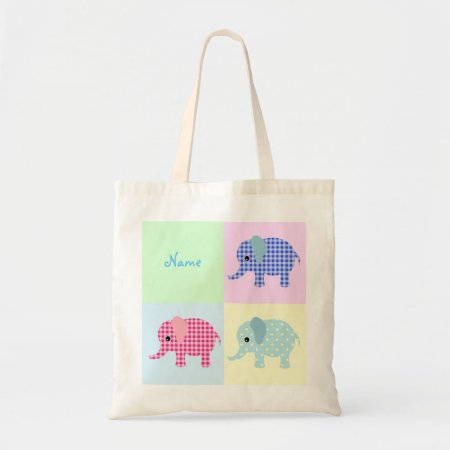 Colorful Cartoon Elephants Jumbo Tote Bag