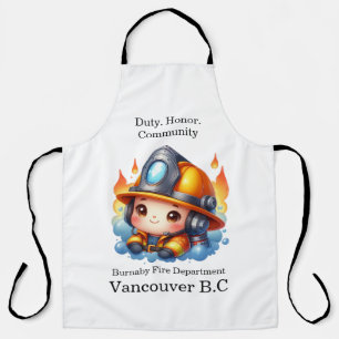 Colorful cartoon firefighter ready! apron