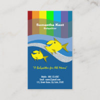 Colorful Cartoon Fish Rainbow Nanny Business Card