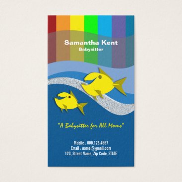 Colorful Cartoon Fish Rainbow Nanny Business Card Colorful Cartoon Fish Rainbow Nanny Business Card