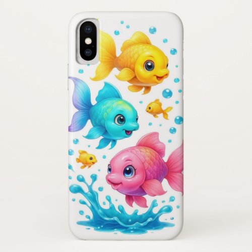 Colorful Cartoon Fish Splash Mobile Cover