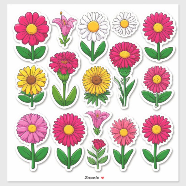 Colorful Cartoon Flower Stickers (Sheet)