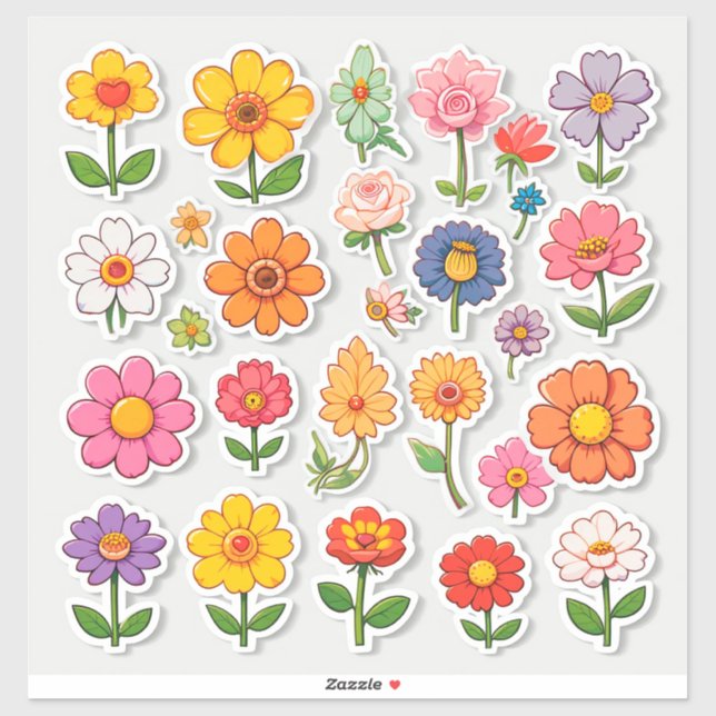 Colorful Cartoon Flower Stickers (Sheet)