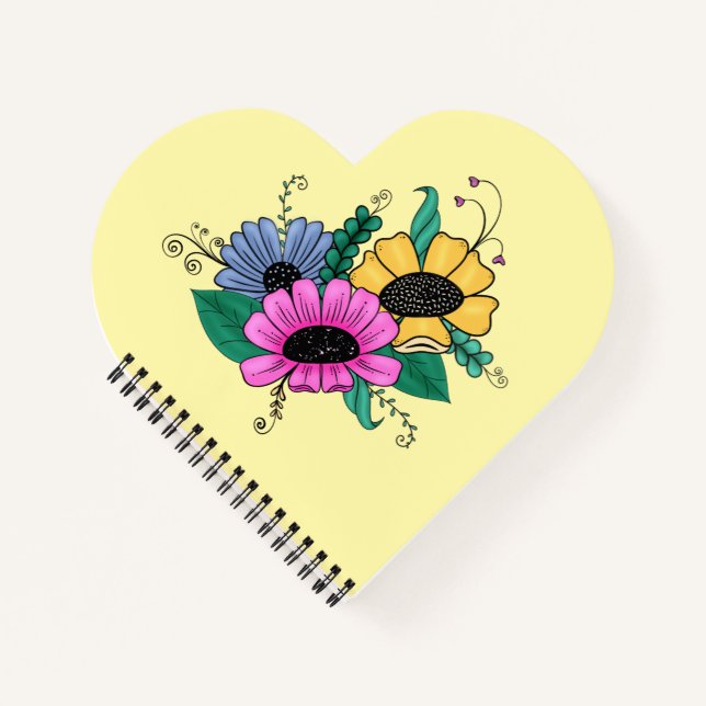 Colorful Cartoon Flowers Notebook (Front)