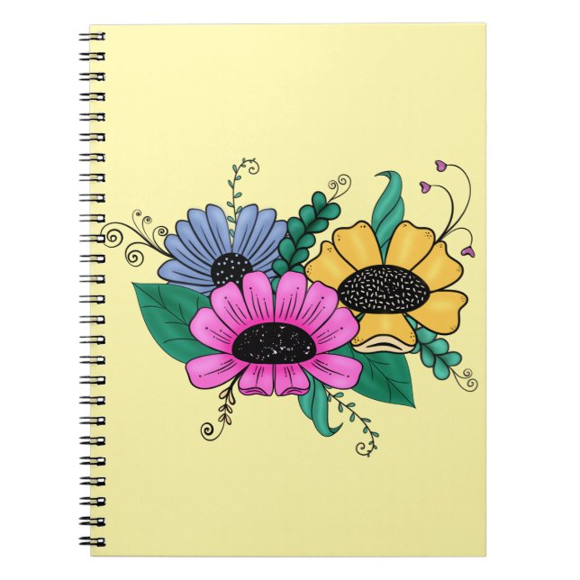 Colorful Cartoon Flowers Notebook (Front)