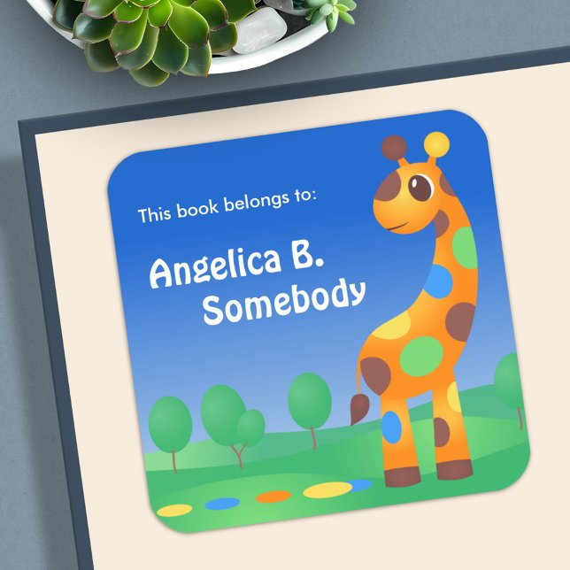 Colorful Cartoon Giraffe Bookplate (Creator Uploaded)
