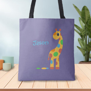Colorful Cartoon Giraffe - Custom Color Tote Bag