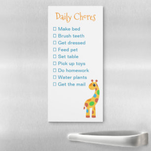 Colorful Cartoon Giraffe Daily Chores List Magnetic Notepad