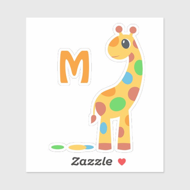 Colorful Cartoon Giraffe Monogram Sticker (Sheet)