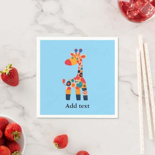 Colorful Cartoon Giraffe Template Napkins (Insitu)