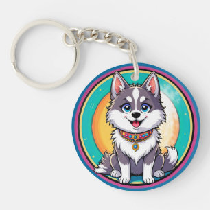 Colorful Cartoon Happy Dog Keychain