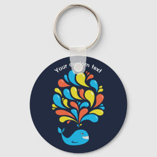 Colorful Cartoon Happy Whale Kids Custom Text Keychain