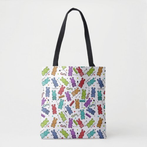 Colorful Cartoon Hippo Pattern Tote Bag