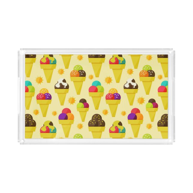 Colorful Cartoon Ice Cream Cones Acrylic Tray (Front)