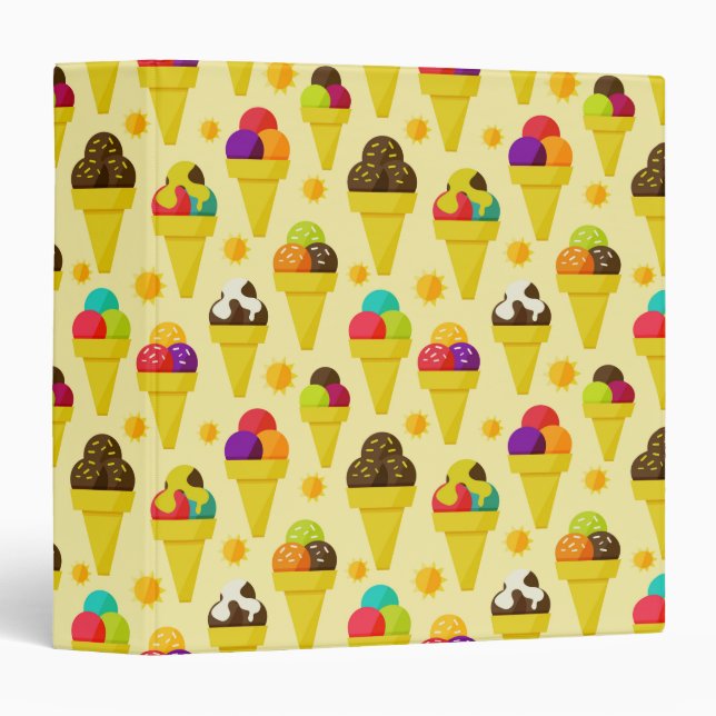 Colorful Cartoon Ice Cream Cones Binder (Front/Spine)
