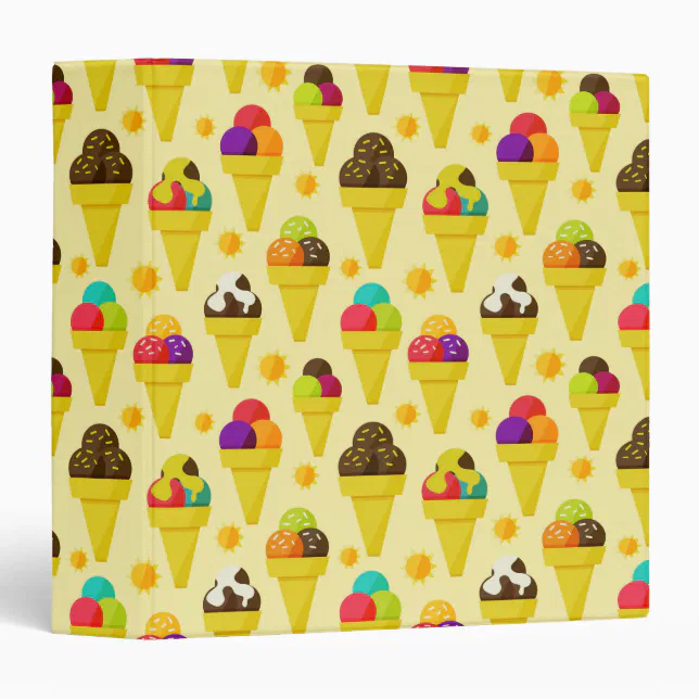 Colorful Cartoon Ice Cream Cones Binder | Zazzle