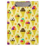 Colorful Cartoon Ice Cream Cones Clipboard