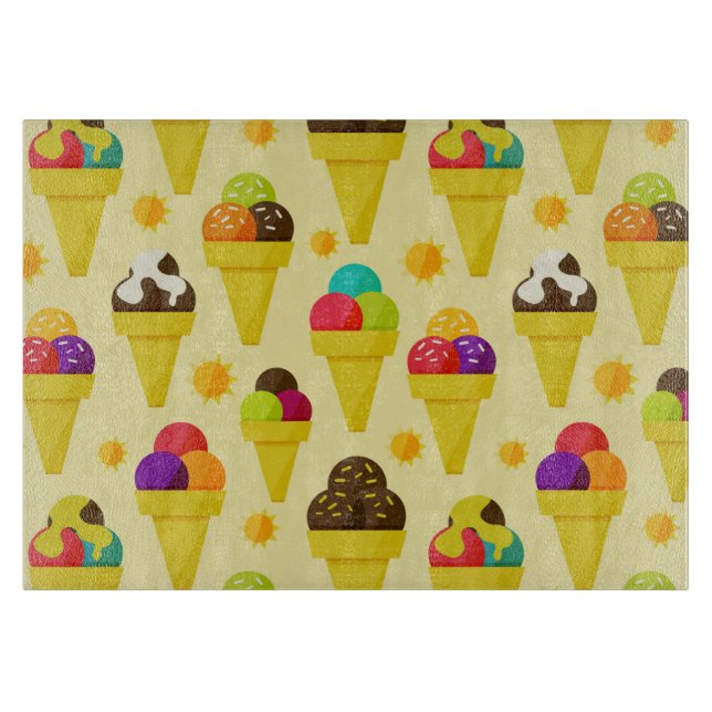 Colorful Cartoon Ice Cream Cones Cutting Board (Front)